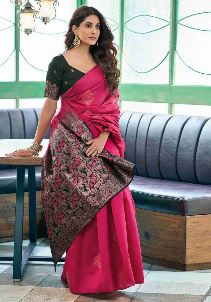 lichi pink saree silk
