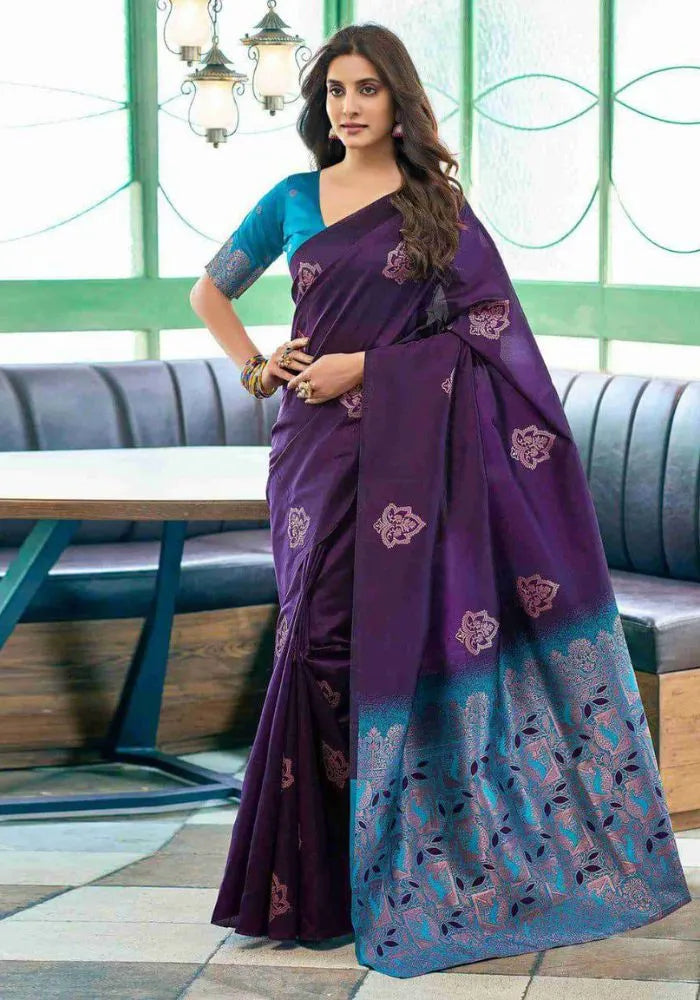 lichi purple saree silk