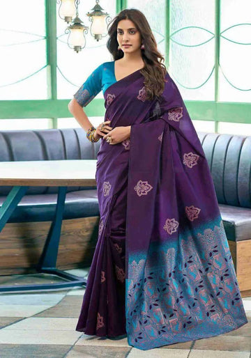 lichi purple saree silk