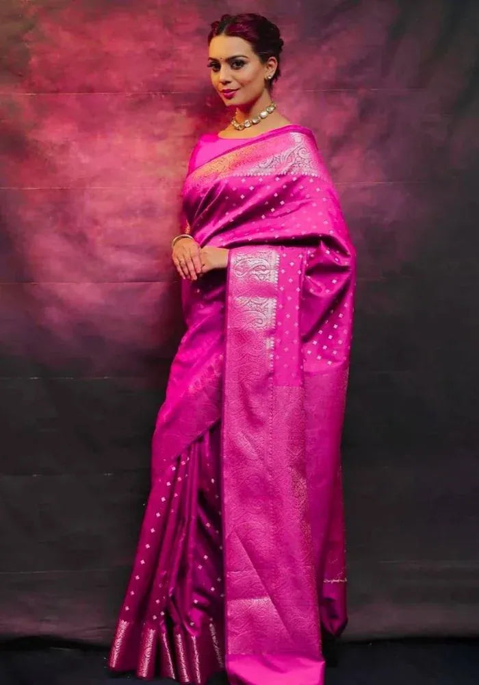 lichi saree silk pink