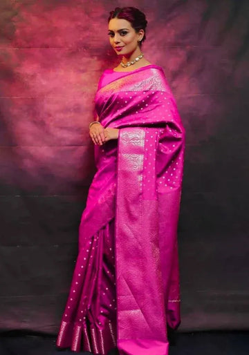lichi saree silk pink