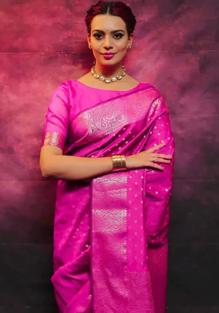 lichi saree silk pink