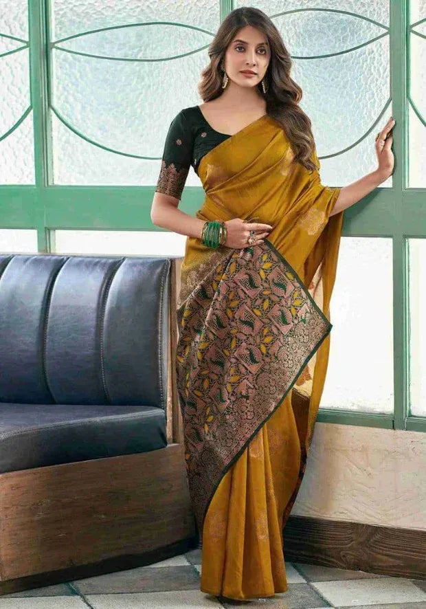 silk saree yellow lichi