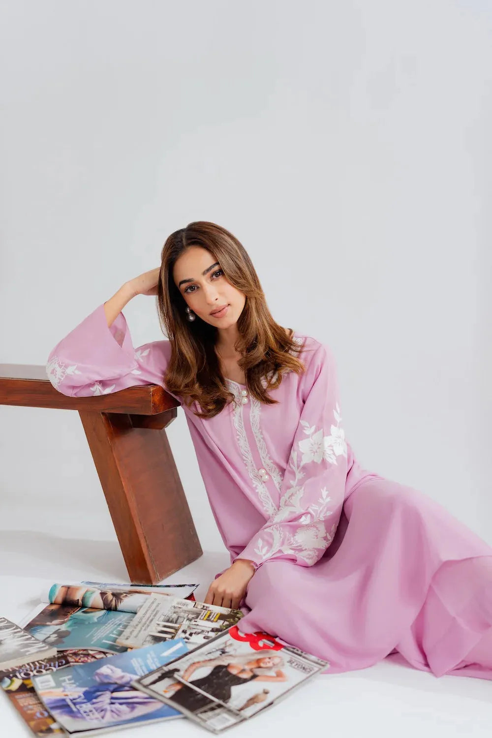 Lilac Aari Embroidered Set