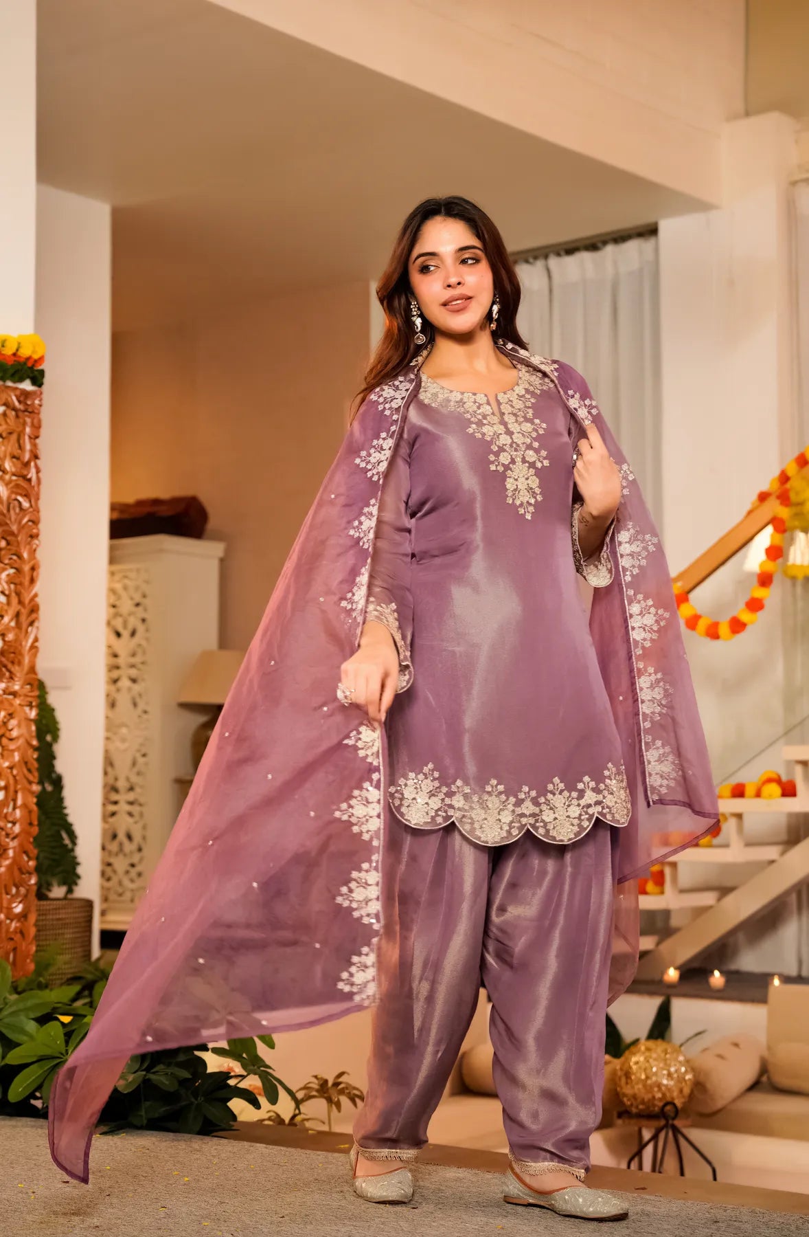 Lilac three piece suit set