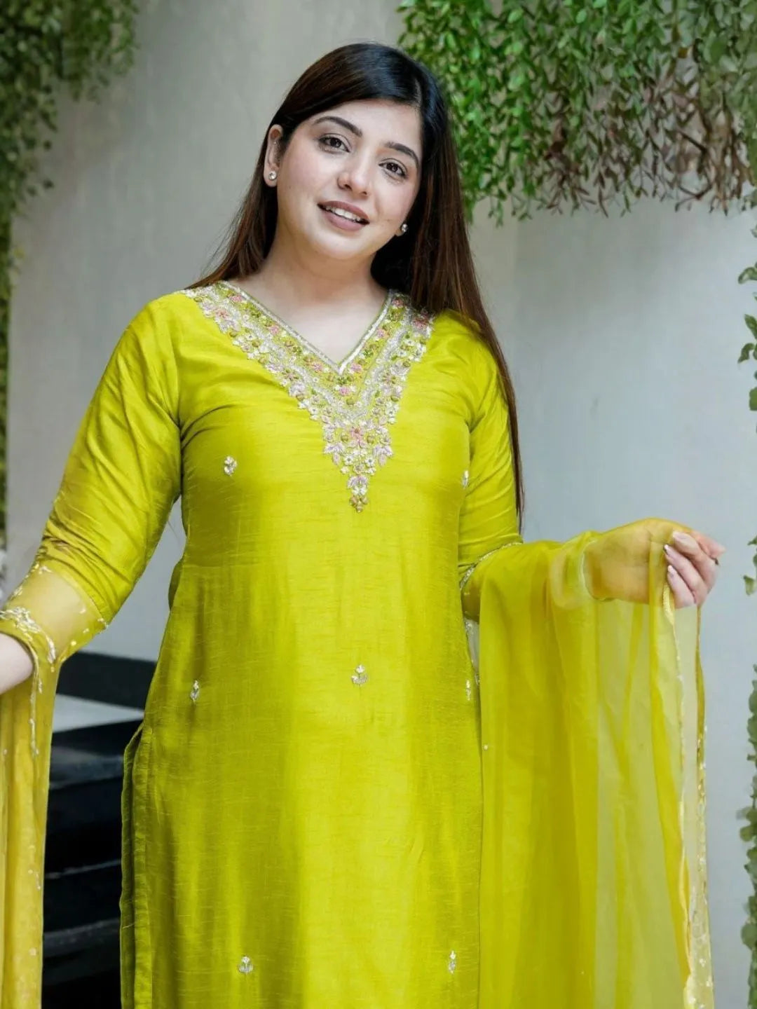 lime green kurta set