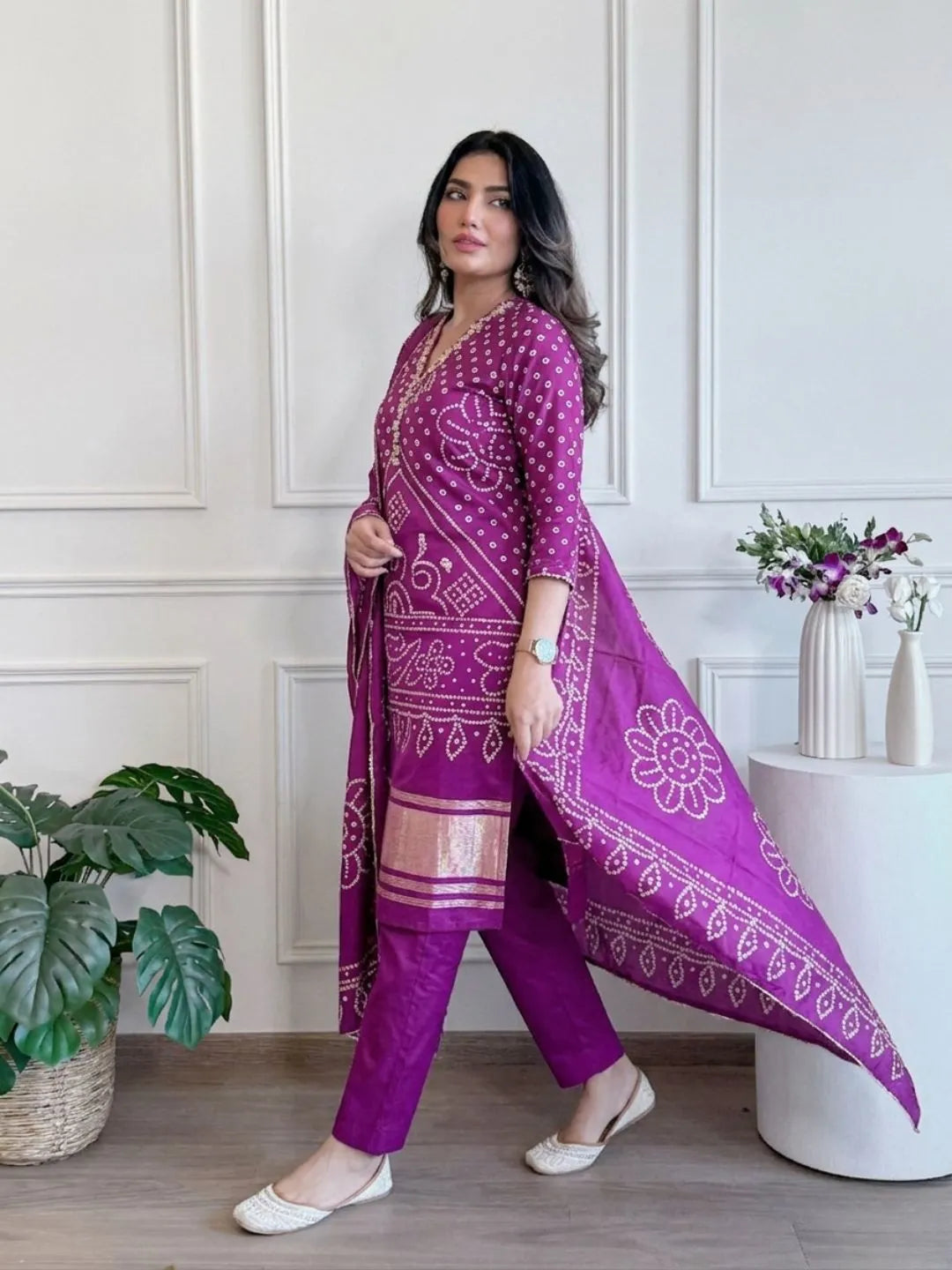 magenta viscose kurta set