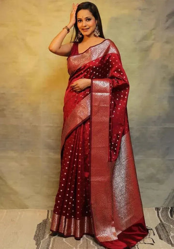 maroon silk ichi saree