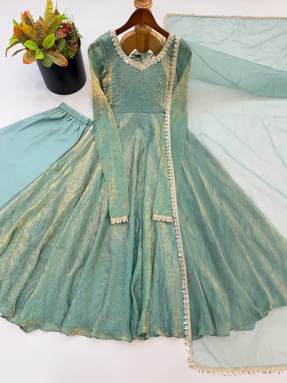 Mint Green Doremon Crush Flared Anarkali Suit