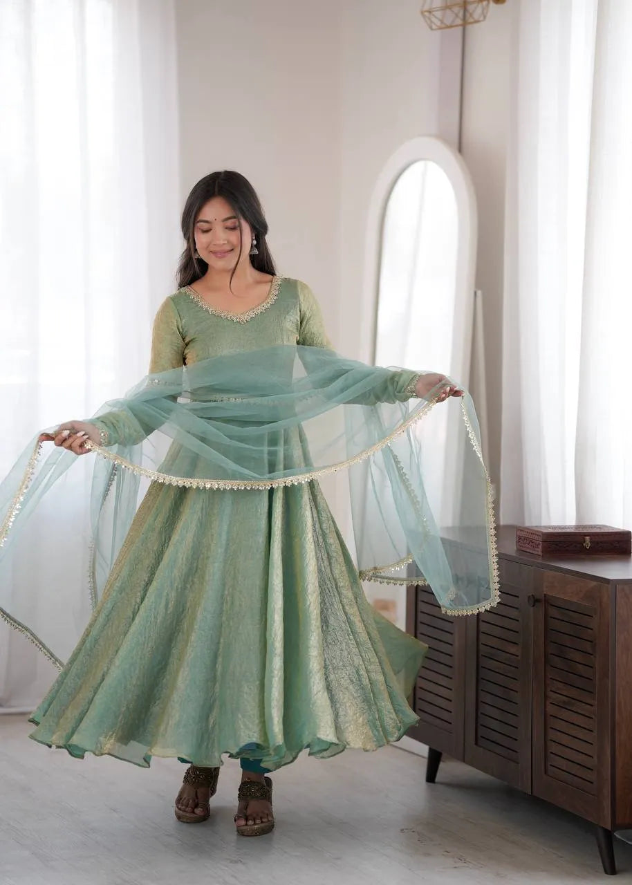 Mint Green Doremon Crush Flared Anarkali Suit