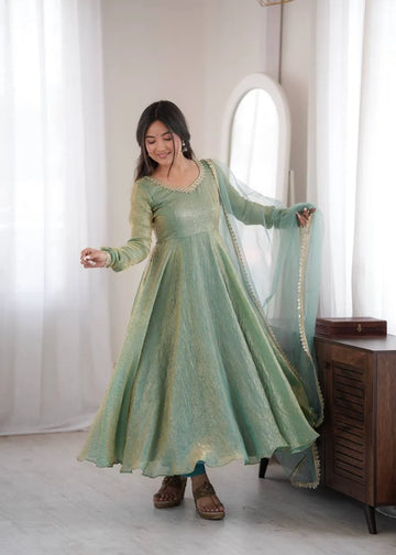 Mint Green Doremon Crush Flared Anarkali Suit