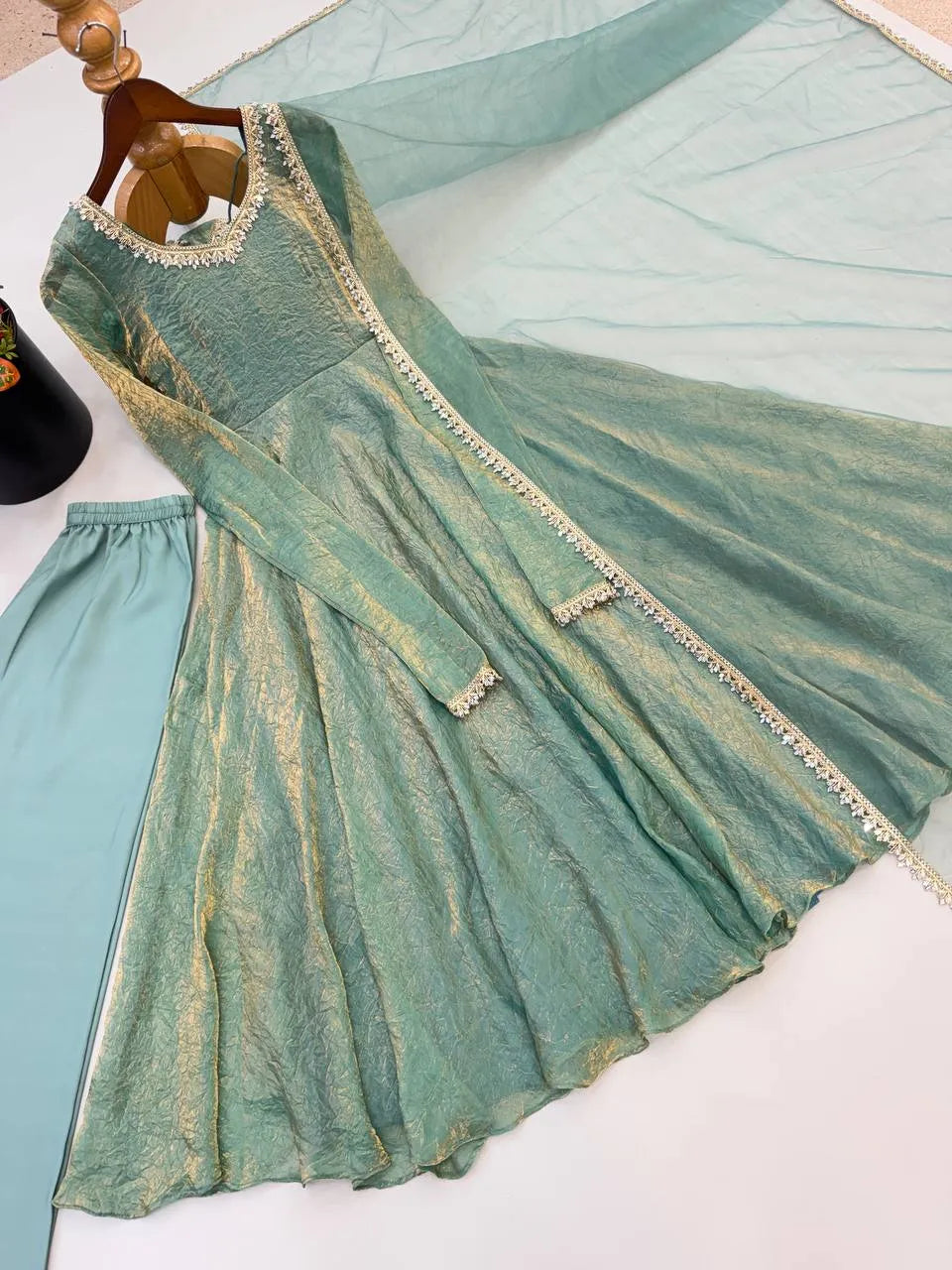 Mint Green Doremon Crush Flared Anarkali Suit