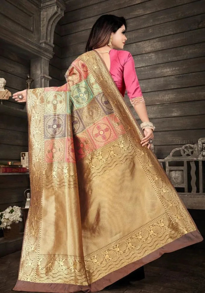 multicolor banarasi silk saree