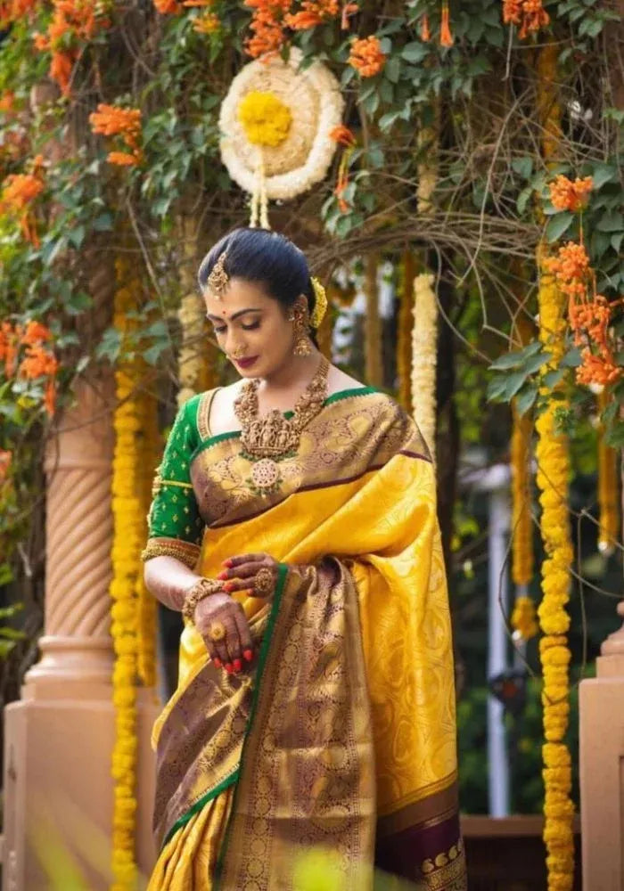 mustard yellow festival saree