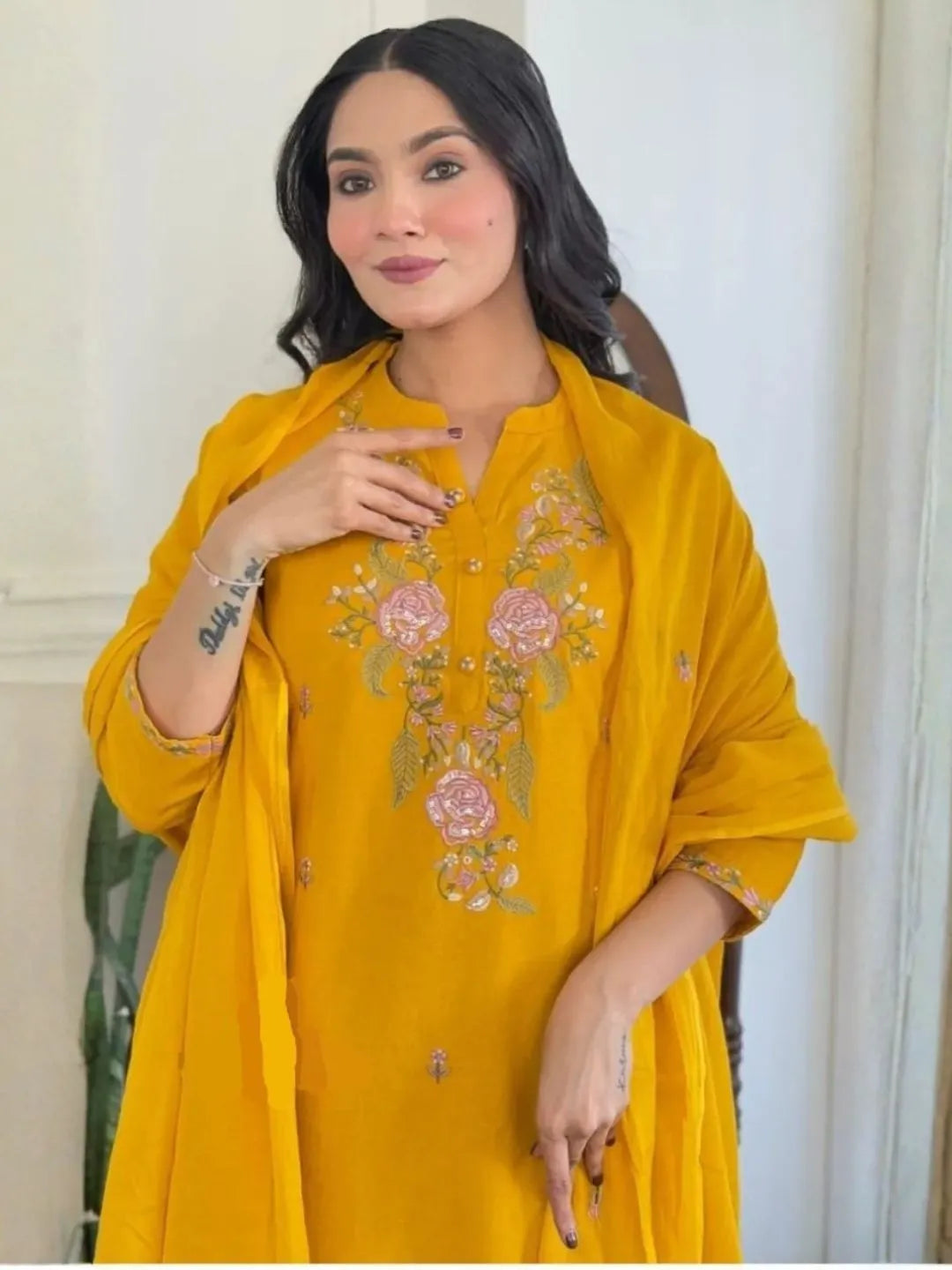 mustard yellow kurta set