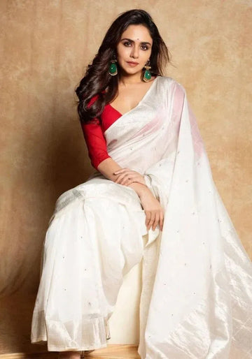off white banarasi saree
