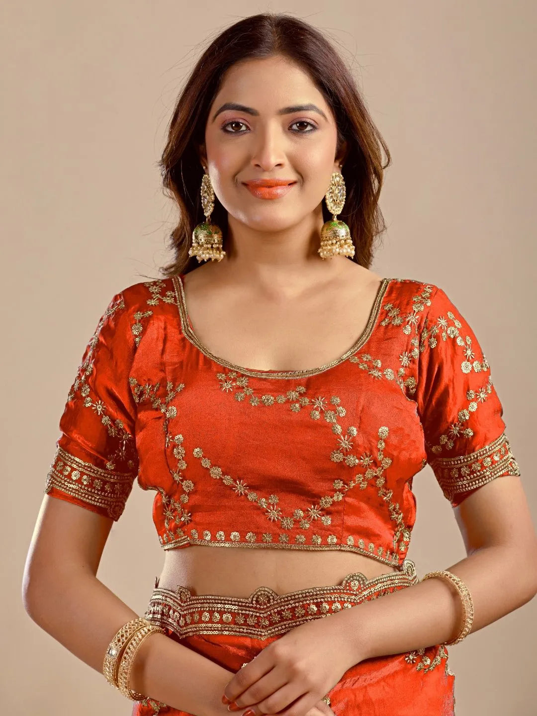 orange festive silk saree
