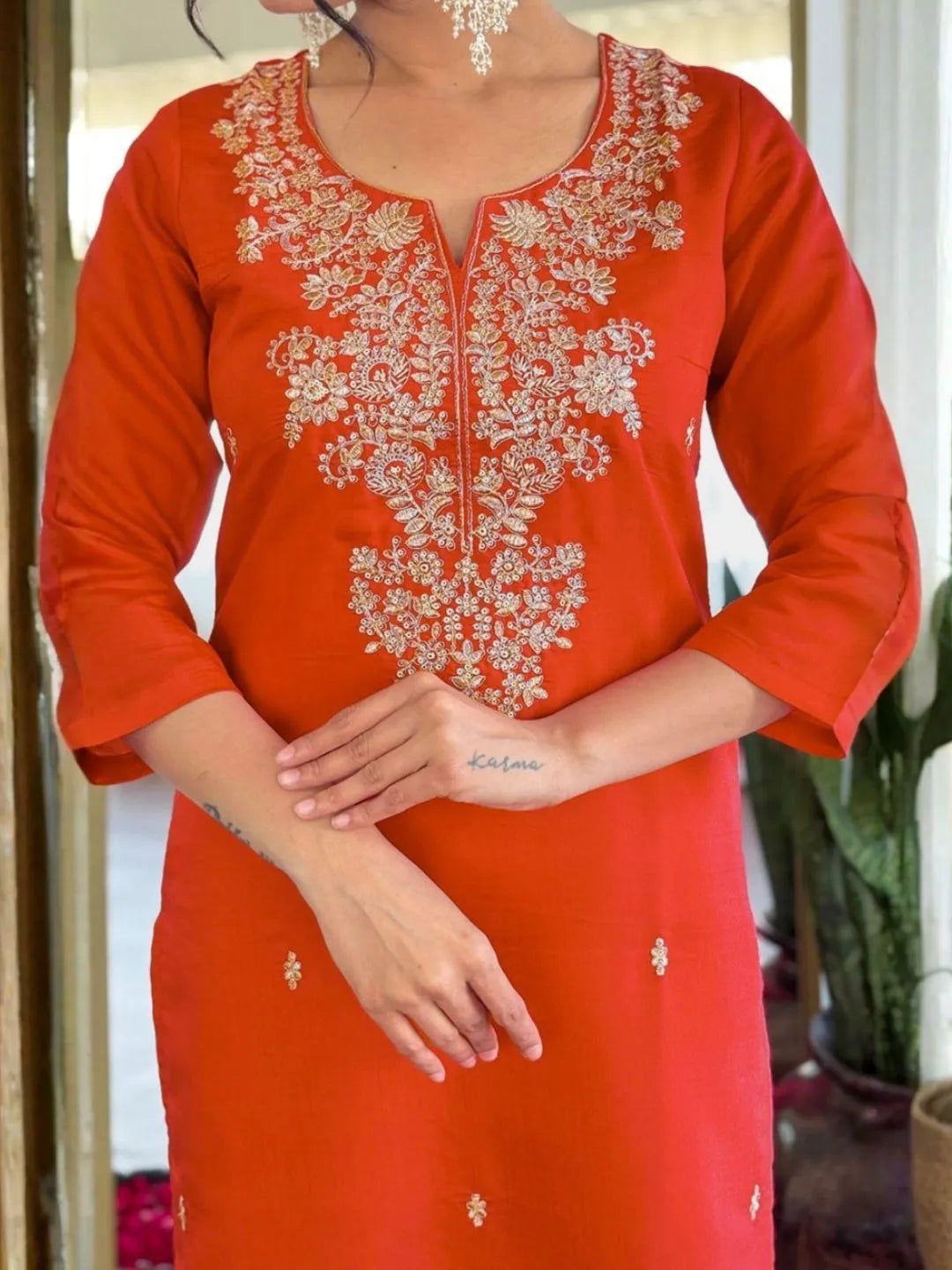 orange kurta set online