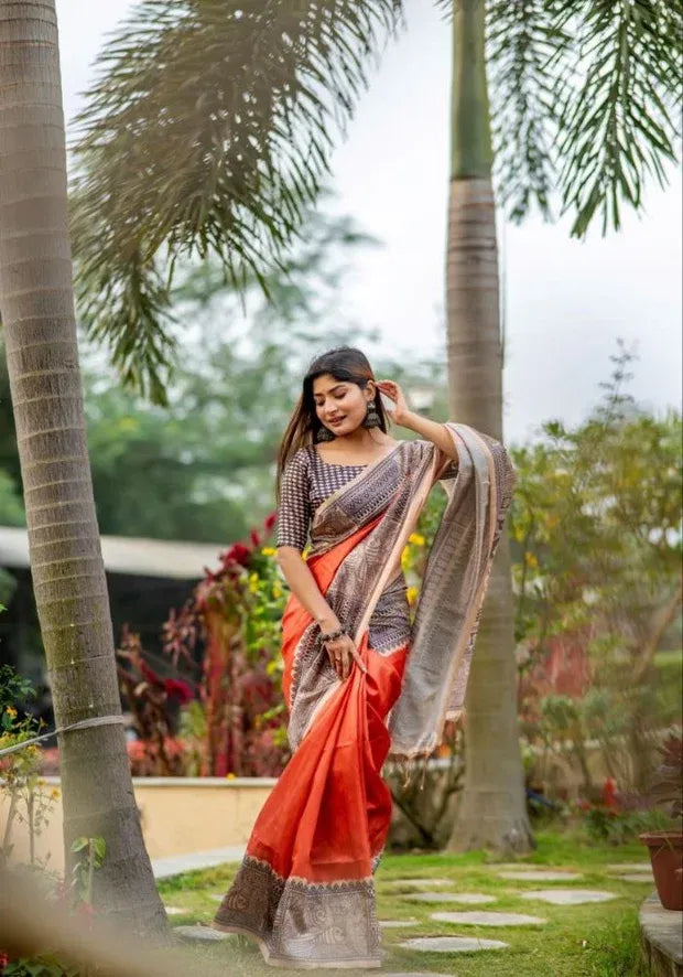 orange saree