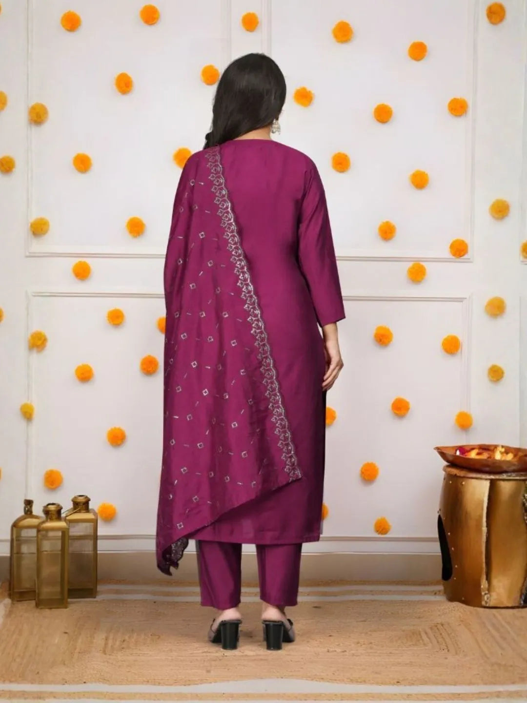 organza chanderi kurta set