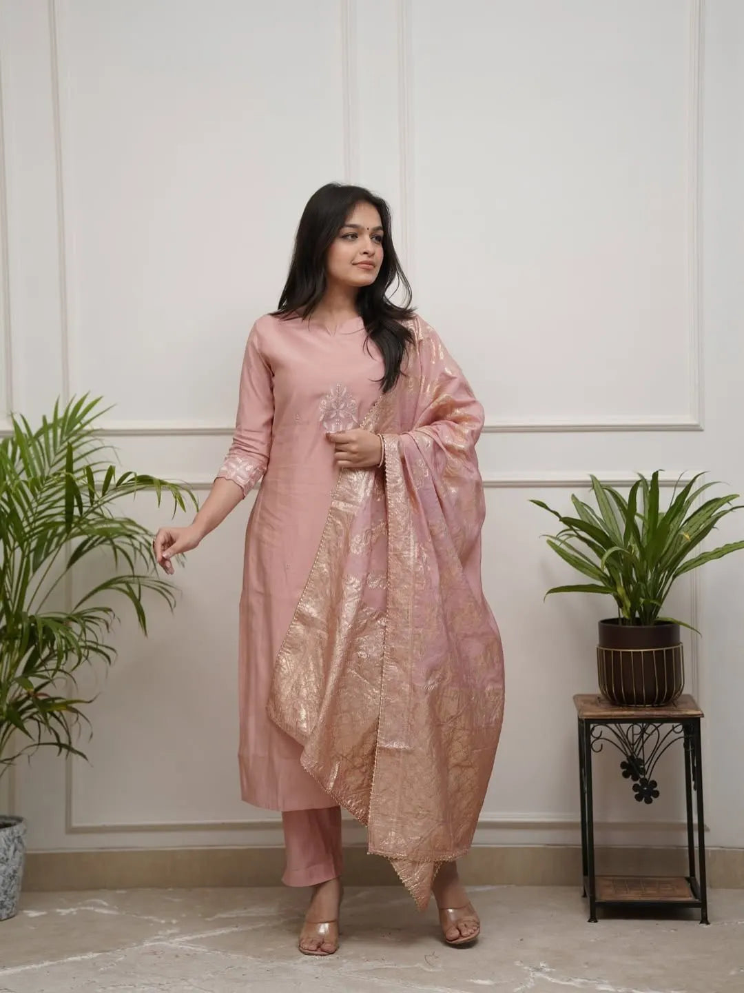 peach kurta pant set