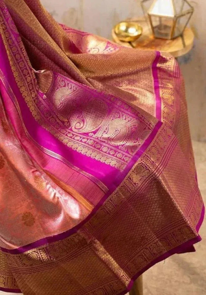 peach wedding saree