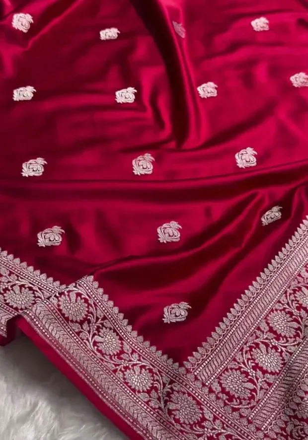 pink banarasi satin saree