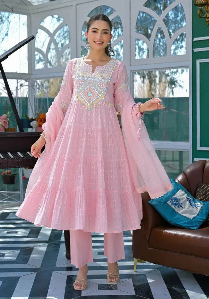 pink cotton kurta set