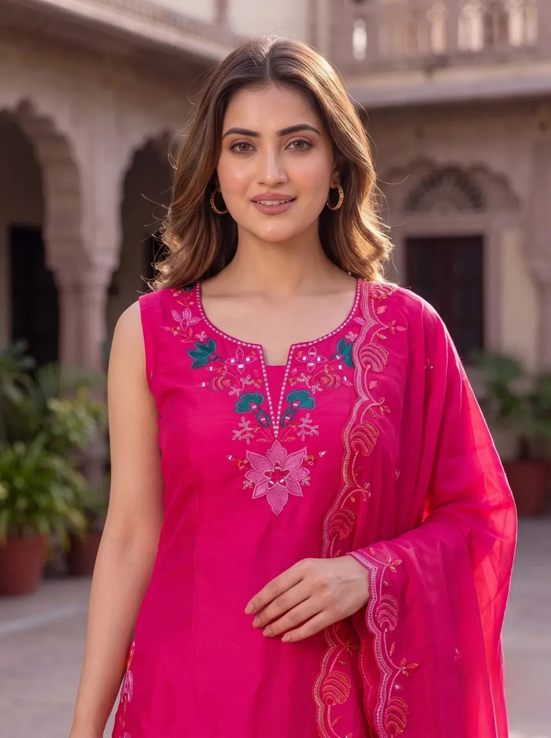 Pink Embroidered Kurta
