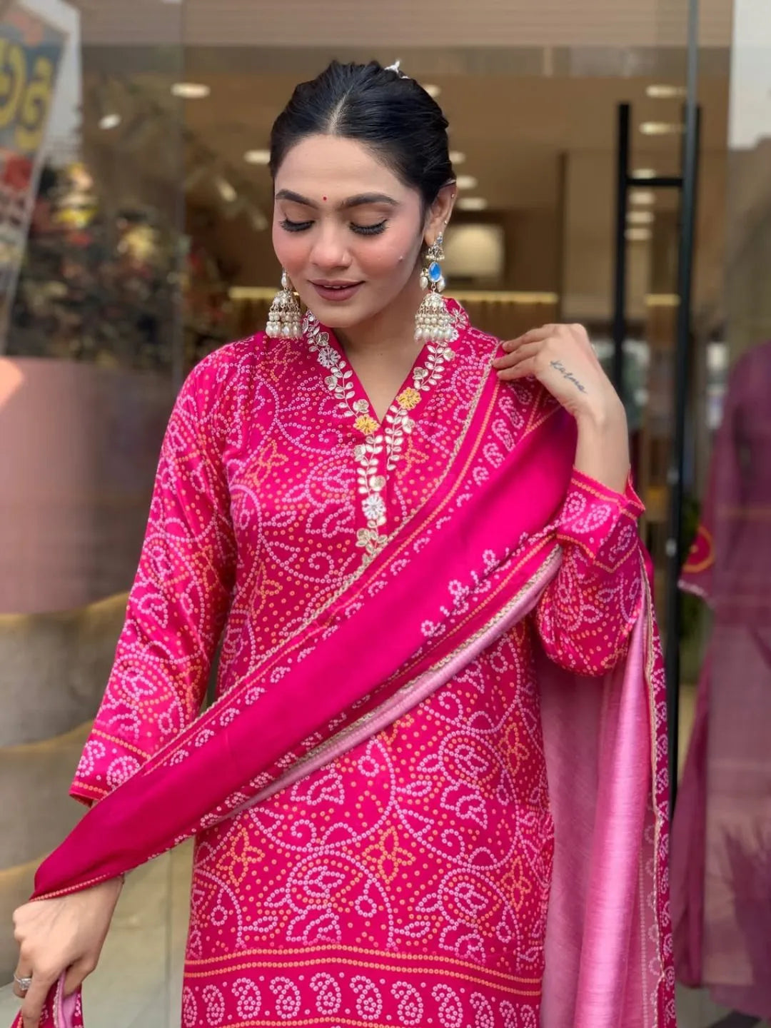 pink ethnic kurta pant set