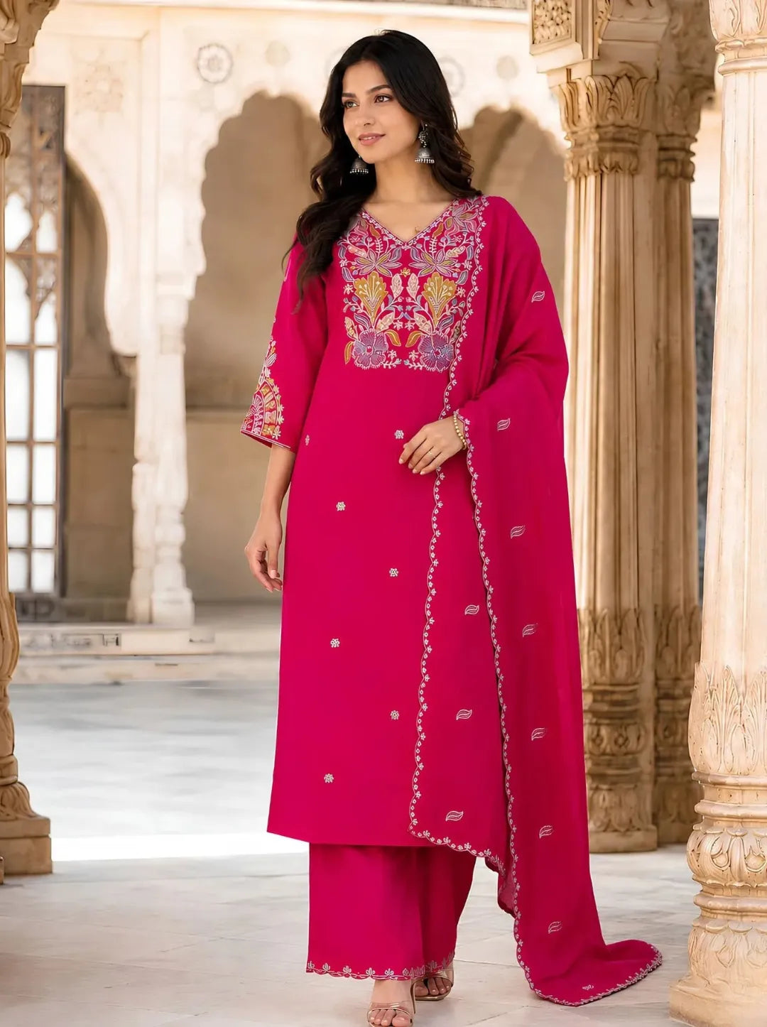 Pink Floral Kurta Set