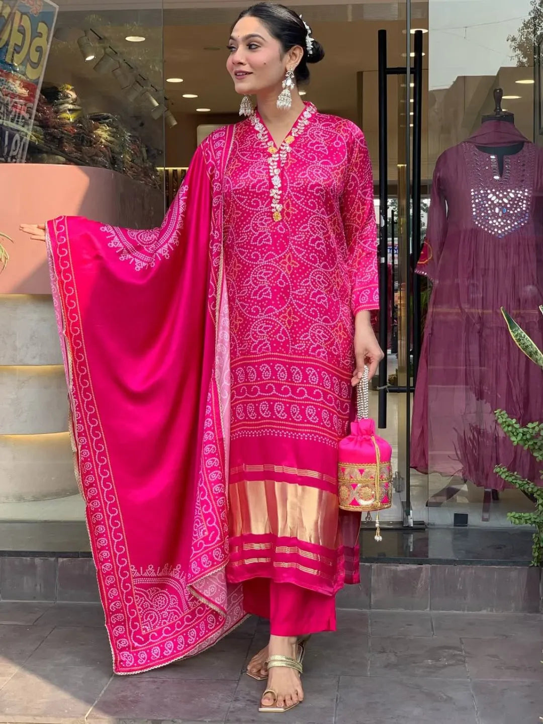 pink kurta pant set