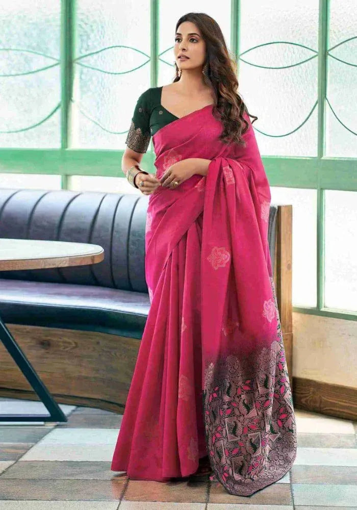 pink lichi saree silk