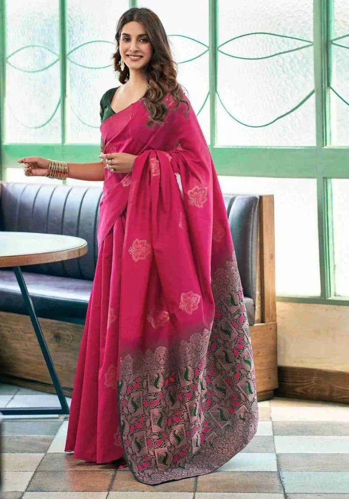 pink saree silk