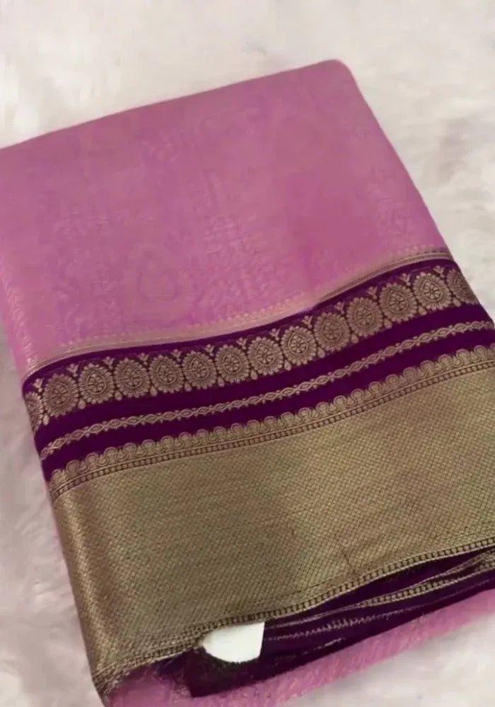 pink silk banarasi saree