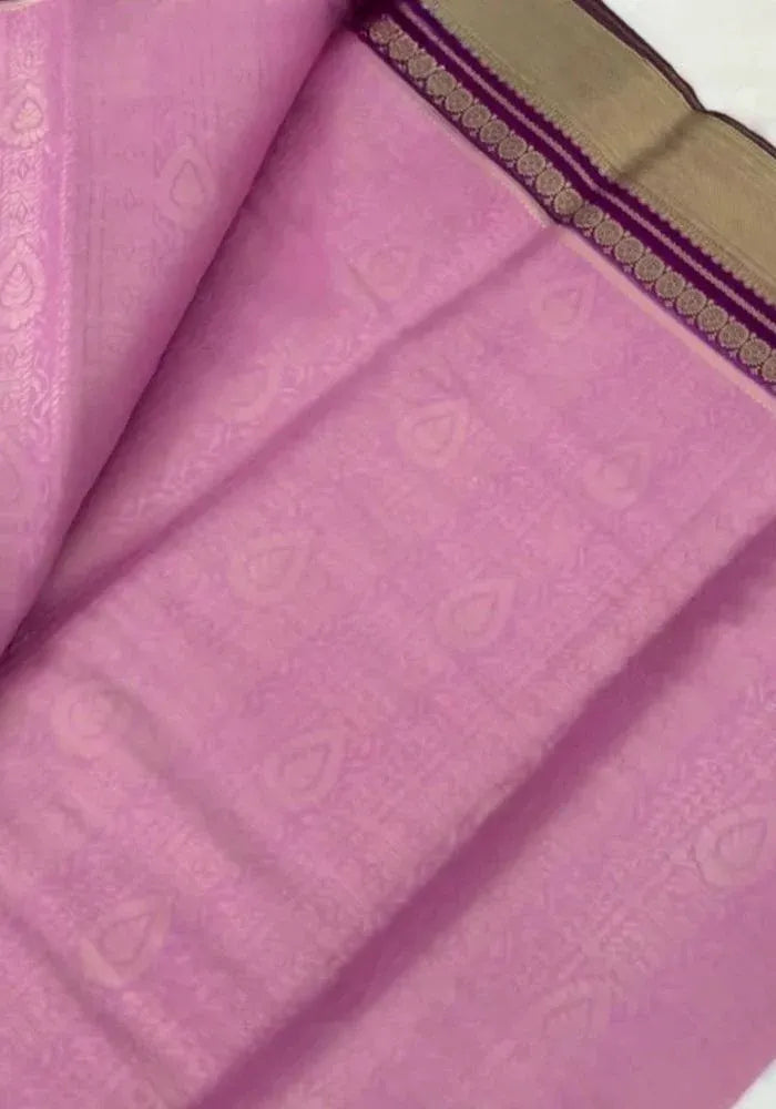 pink silk banarasi sari