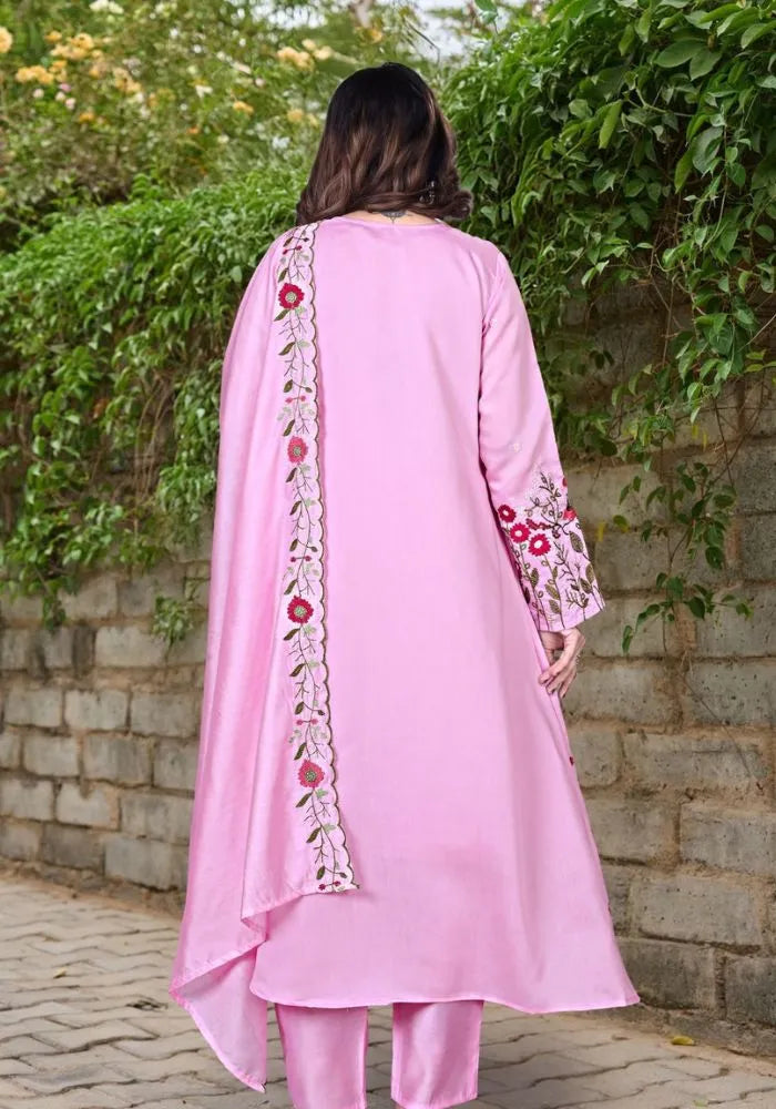 pink silk kurta set