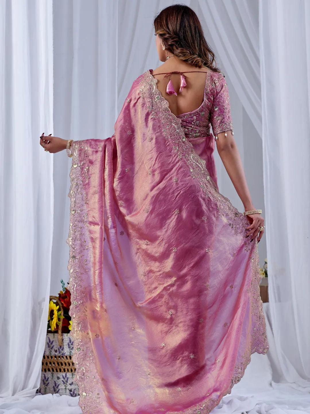 pink wedding saree
