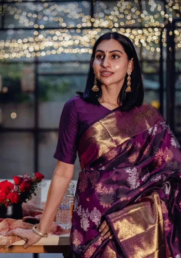 premium wine silk saree