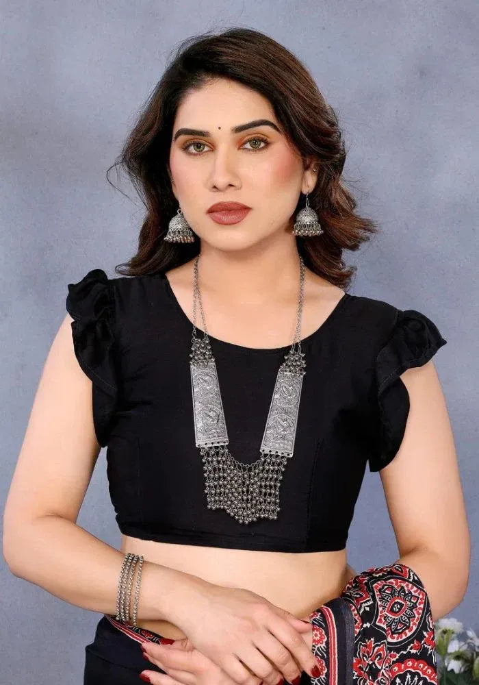print saree black