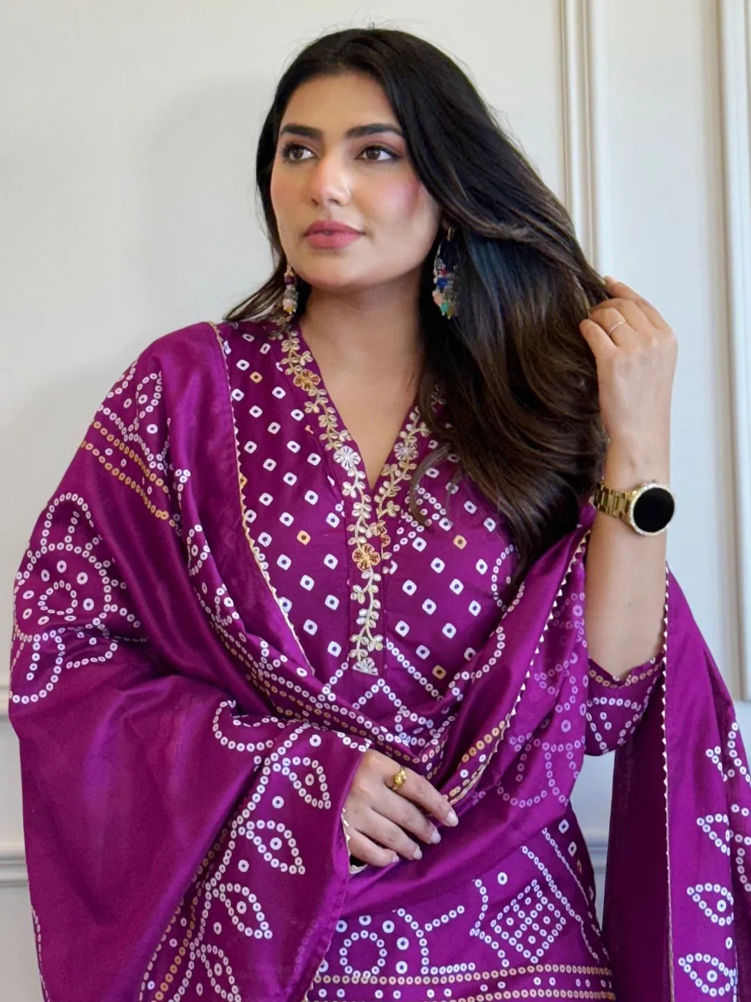 printed kurta set with dupatta