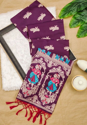 purple banarasi saree