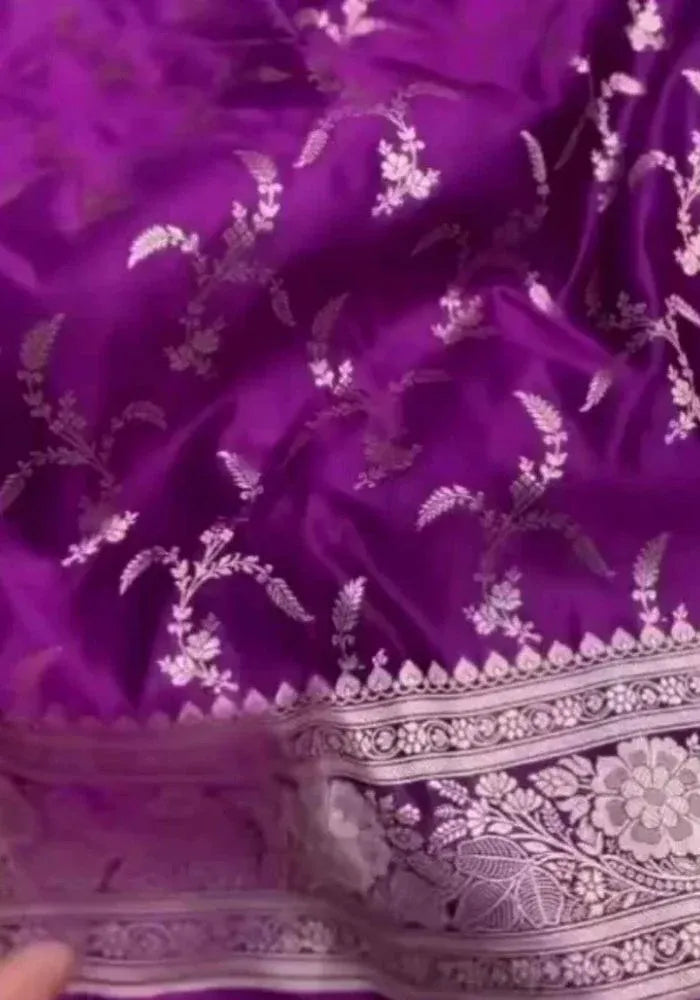 purple banarasi silk saree women
