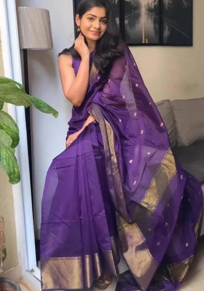 purple banarasi wedding saree