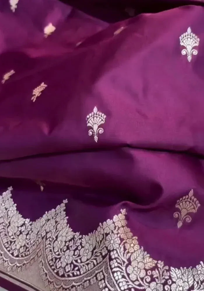 purple cotton banarasi silk saree