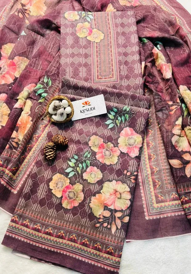 purple cotton dress material