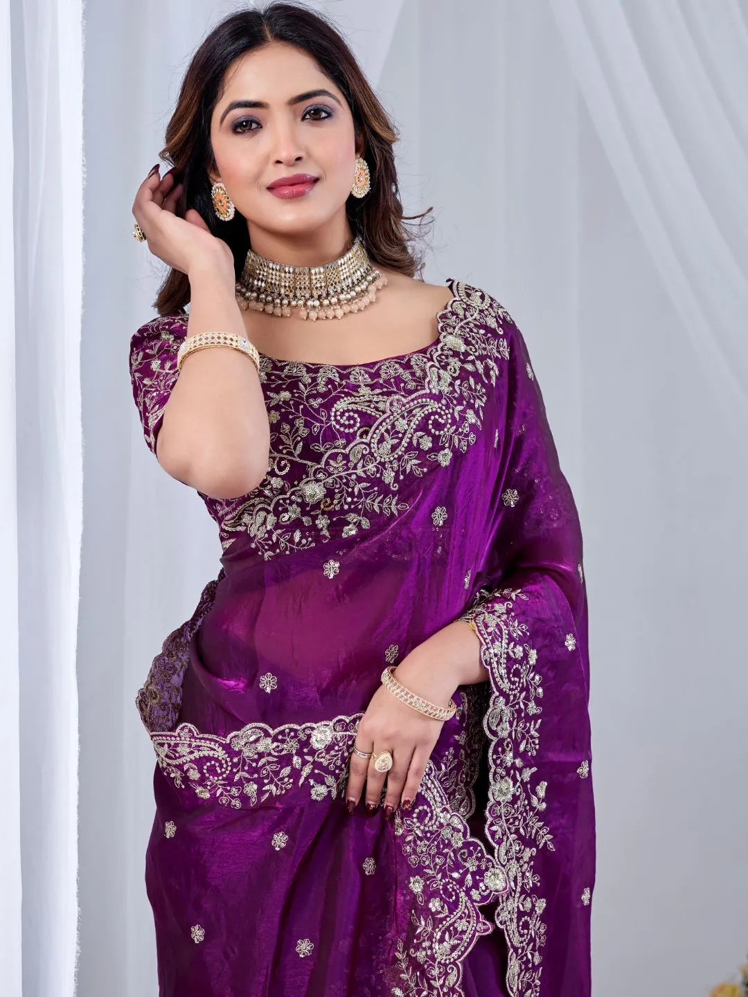 purple festive slilk saree online