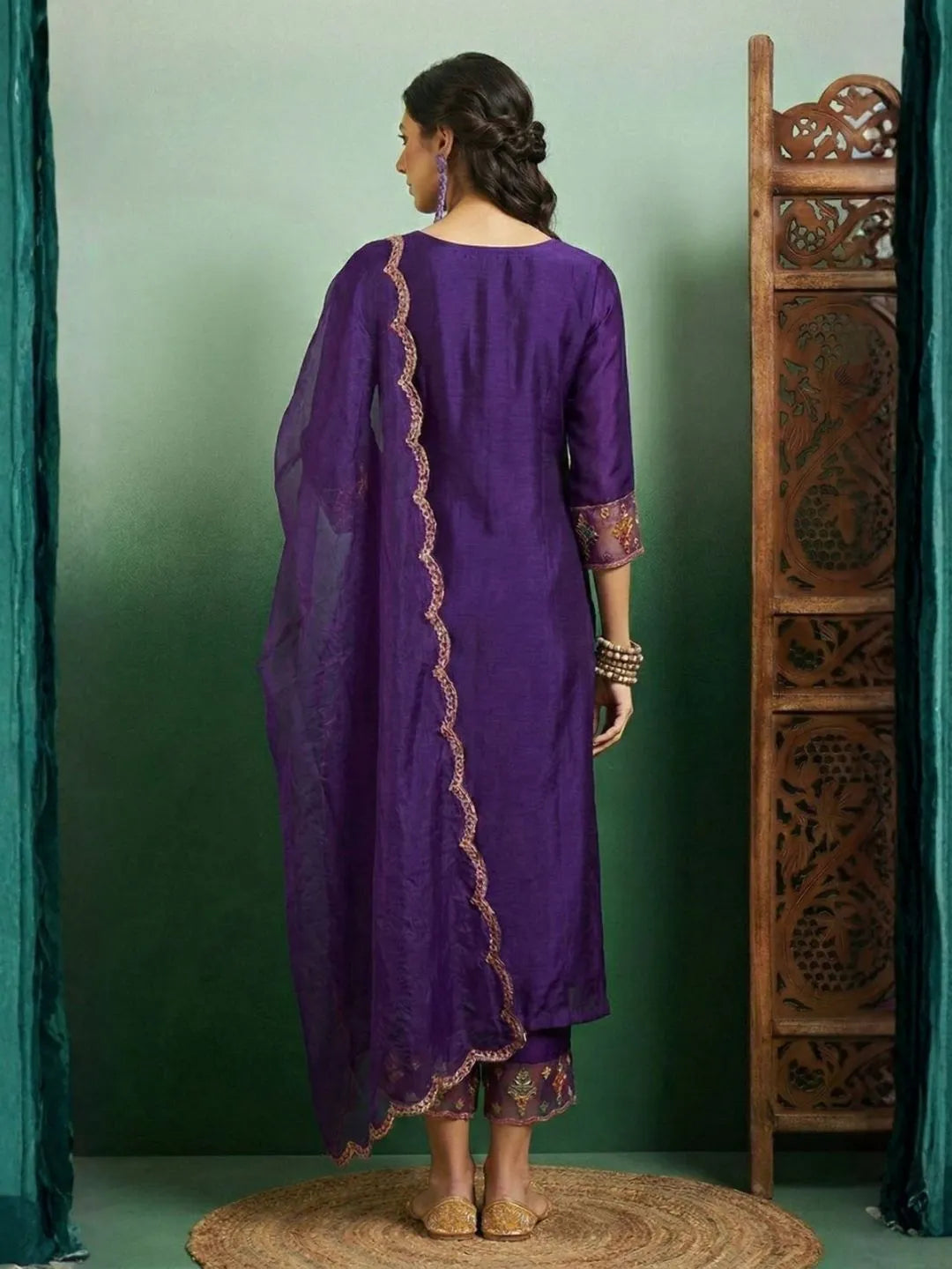 purple kurta pant set for women