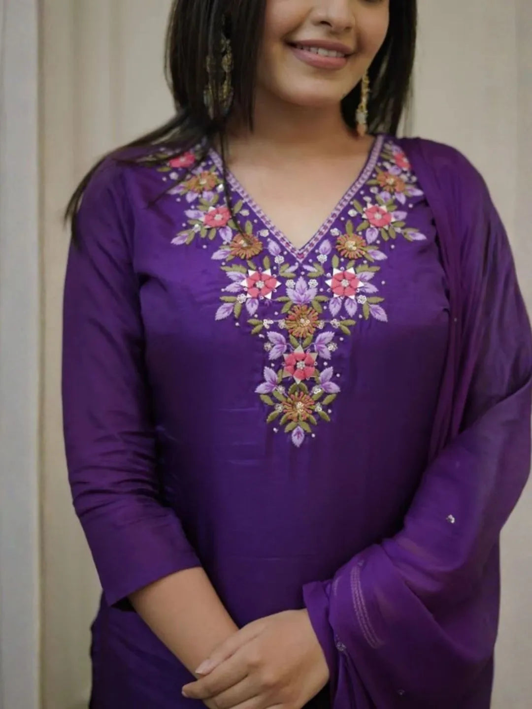 purple kurta pant set