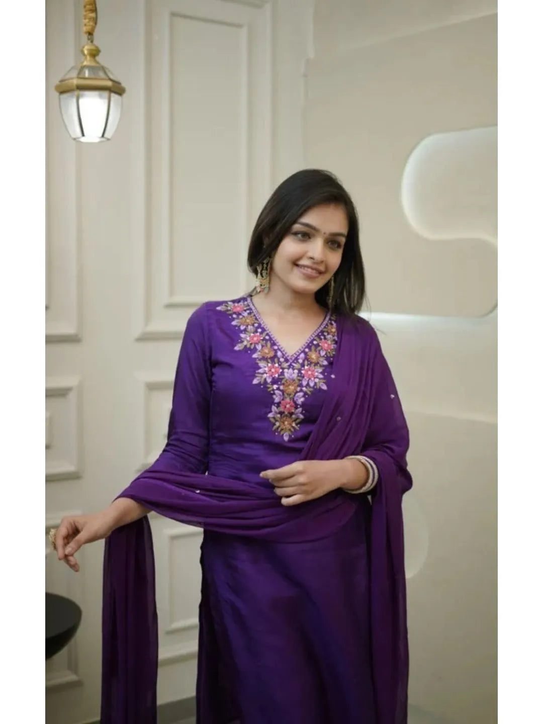 purple kurta set